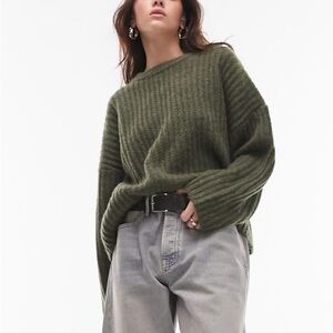 Topshop Cropped Knit Ribbed Sweater